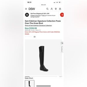 Sam Edelman Black Leather Over-The-Knee Boots